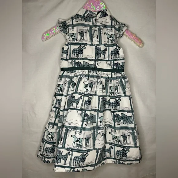 NWT Janie & Jack Horse Stable Print Dress Size 4 - Picture 7 of 9
